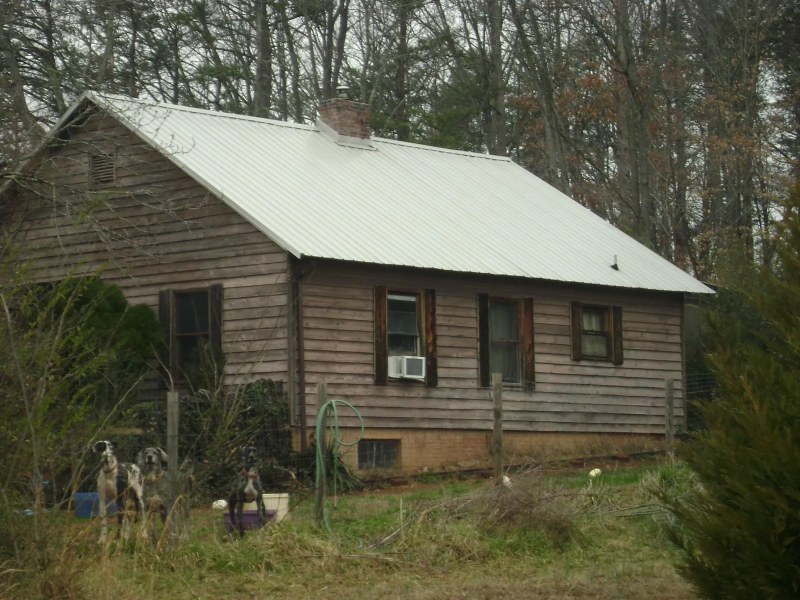 White metal roof on an old wood sided farmhouse, from a Asphalt Shingle Roof Repair job in Oceanside